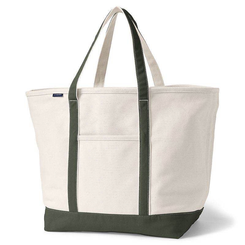 Lands' End 26-in. Natural Open Top Canvas Tote Bag, Size: XL, Natural Olive Green