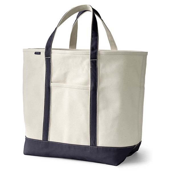 Lands' End Natural Open Top Canvas Tote Bag
