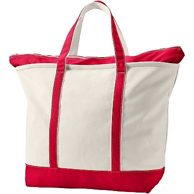 Lands' End Natural Zip Top Canvas Tote Bag