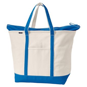 Lands' End Natural Zip Top Extra Large Canvas Tote Bag