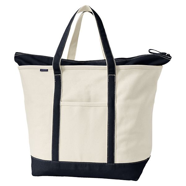 Lands End Tote
 Lands End Natural Zip Top Canvas Tote Bag