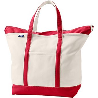 Lands' End Natural Zip Top Extra Large Canvas Tote Bag