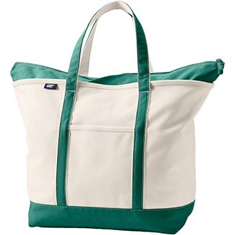 Lands' End Natural Zip Top Extra Large Canvas Tote Bag