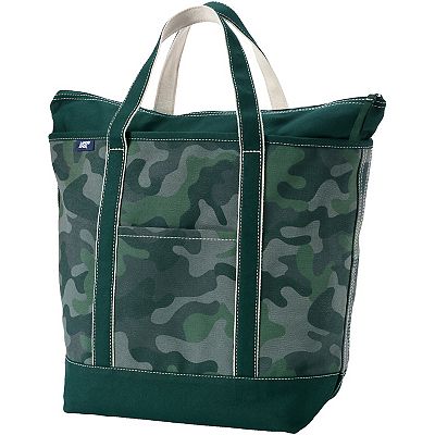 Land’s end tote bag made in USA Lands' End Medium Solid Color 5 Pocket Zip Top Canvas Tote