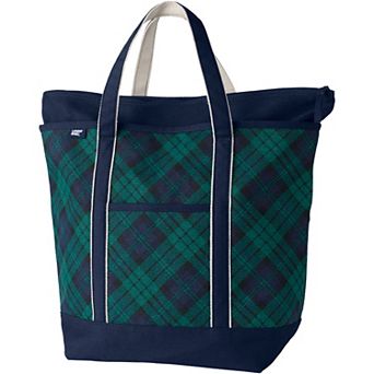 Lands' End Zip Top Canvas Printed Tote Bag