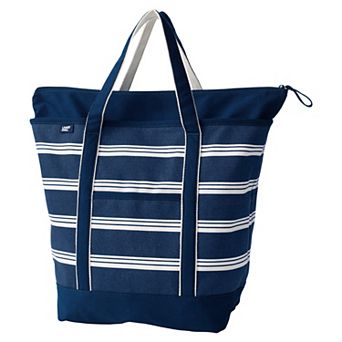 Lands' End Zip Top Canvas Printed Tote Bag
