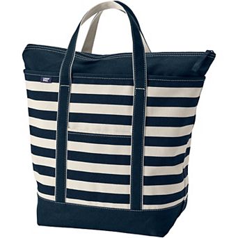 Lands' End Zip Top Canvas Printed Tote Bag