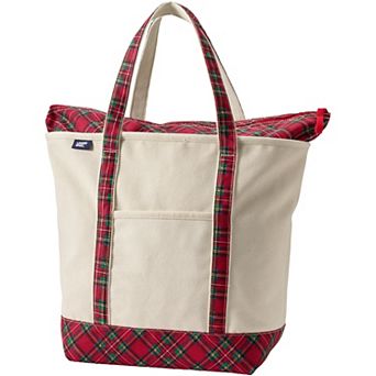 Lands' End Zip Top Canvas Printed Tote Bag