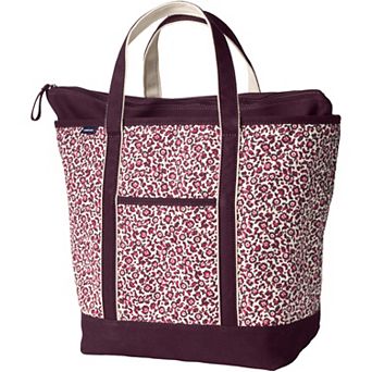 Lands' End Zip Top Canvas Printed Tote Bag