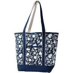 Lands' End Extra Large Natural 5 Pocket Zip Top Canvas Tote Bag - -  Natural/Blackberry