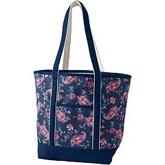 Lands' End Extra Large Solid Color 5 Pocket Open Top Canvas Tote Bag - -  Deep Scarlet