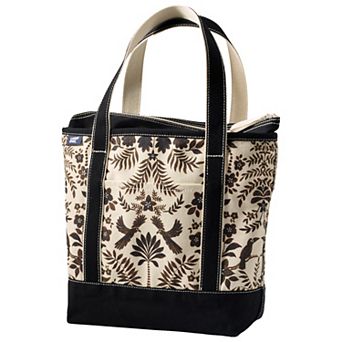 Lands' End Zip Top Printed Canvas Medium Tote Bag
