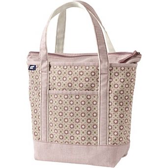 Lands' End Zip Top Printed Canvas Medium Tote Bag