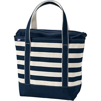 Lands' End Zip Top Printed Canvas Medium Tote Bag