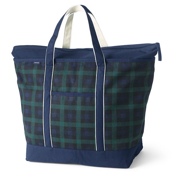 Lands' End Zip Top Printed Canvas Extra Large Tote Bag