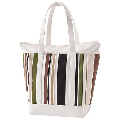 Lands' End Zip Top Printed Canvas Large Tote Bag