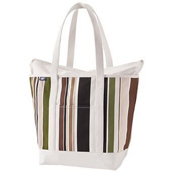 Lands' End Zip Top Printed Canvas Large Tote Bag