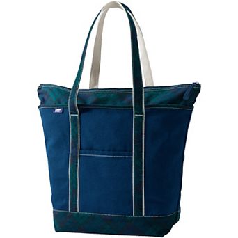 Lands' End Zip Top Printed Canvas Large Tote Bag