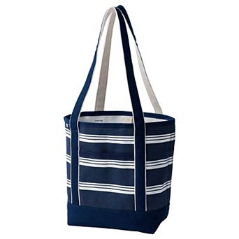 Lands' End Open Top Canvas Long Handle Tote Bag
