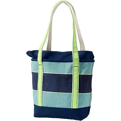 Lands' End Zip Top Printed Canvas Long Handle Tote Bag