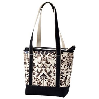 Lands' End Zip Top Printed Canvas Long Handle Tote Bag