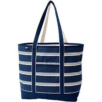 Lands' End Open Top Canvas Long Handle Extra Large Tote Bag