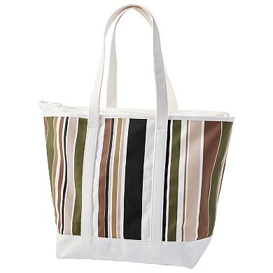 Lands' End Zip Top Canvas Long Handle Extra Large Tote Bag