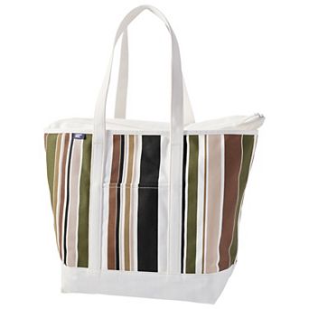 Lands' End Zip Top Canvas Long Handle Extra Large Tote Bag