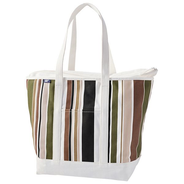 Lands' End Zip Top Canvas Long Handle Extra Large Tote Bag