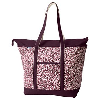 Lands' End Zip Top Canvas Long Handle Extra Large Tote Bag