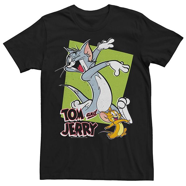 Men's Looney Tunes Tom And Jerry Retro Style Green Box Portrait Tee