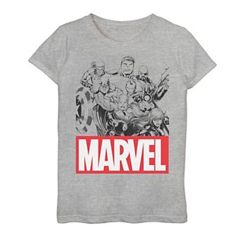 Girls 7-16 Marvel Line Art Group Logo Graphic Tee