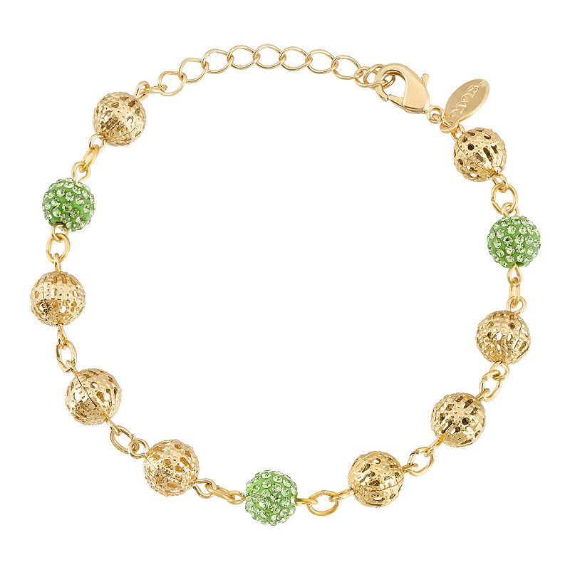 1928 Fireball & Filigree Chain Bracelet, Womens, Green