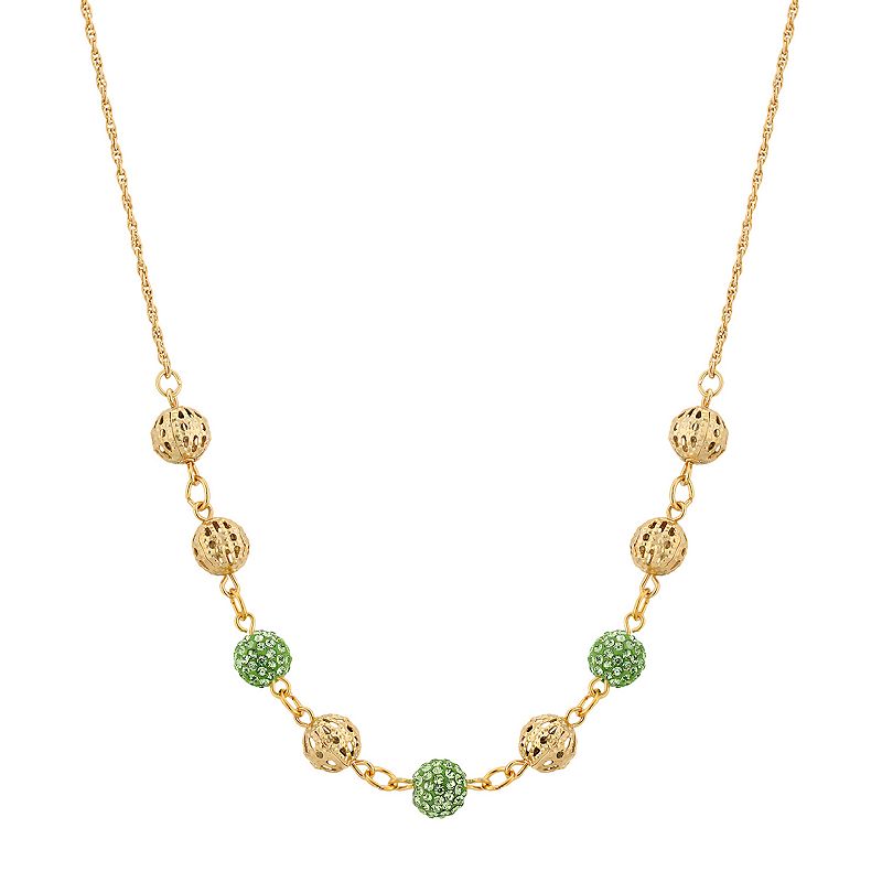 1928 Filigree & Fireball Strandage Necklace, Womens, Green