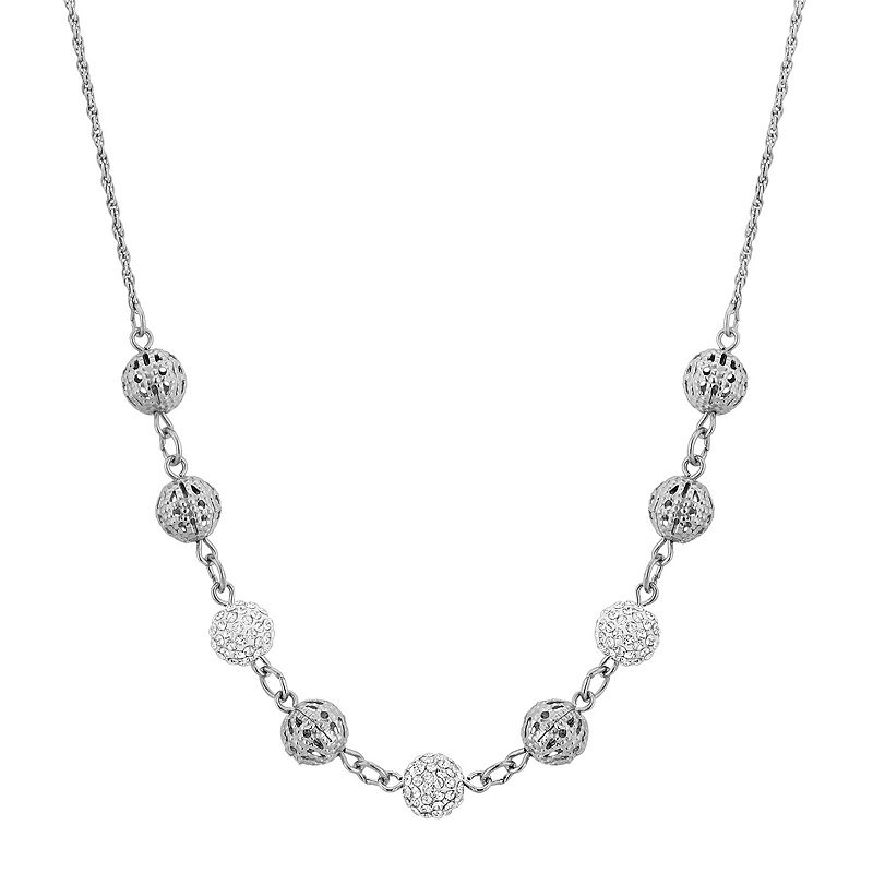 1928 Filigree & Fireball Strandage Necklace, Womens, Silver