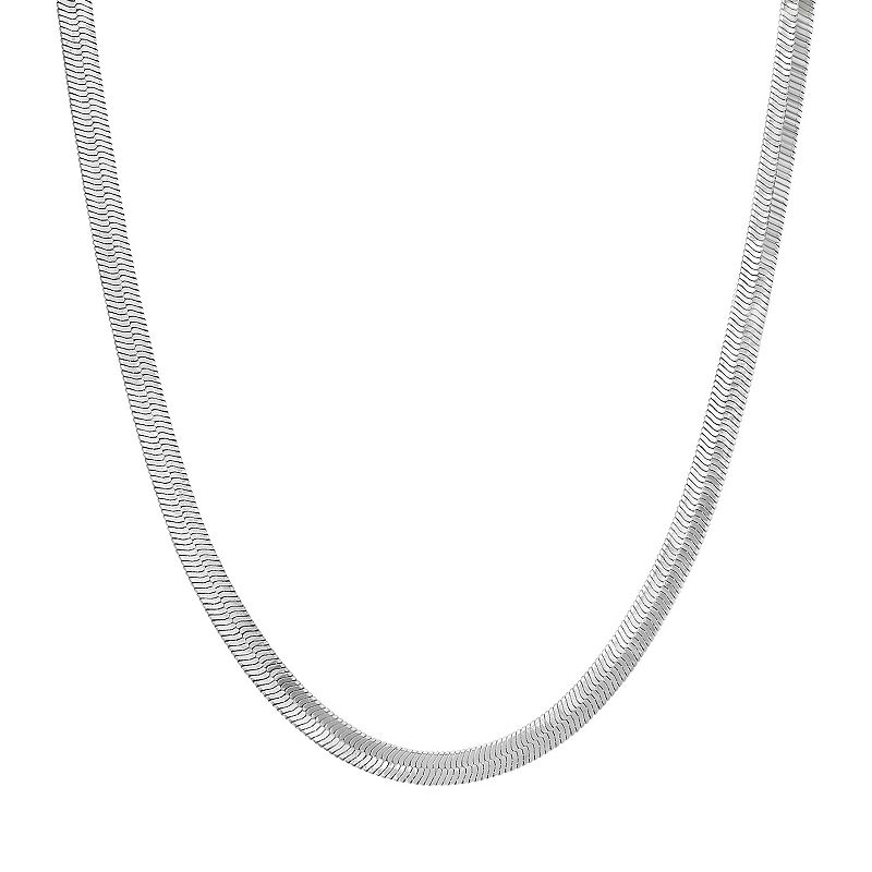 1928 Herringbone Chain Necklace, Womens, Silver