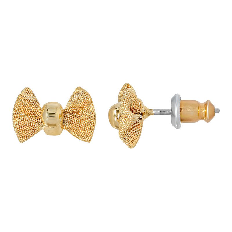 1928 Small Bow Stud Earrings, Womens, Gold
