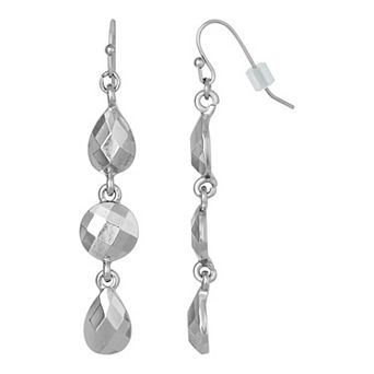 1928 Faceted Teardrop Linear Drip Earrings