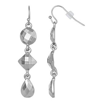1928 Faceted Geometric Linear Drop Earrings
