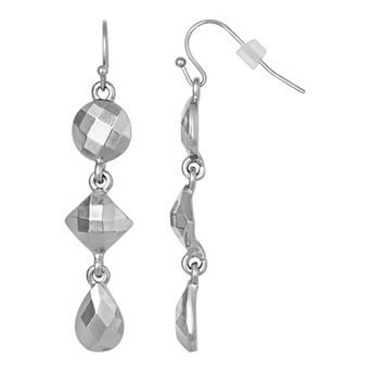 1928 Faceted Geometric Linear Drop Earrings