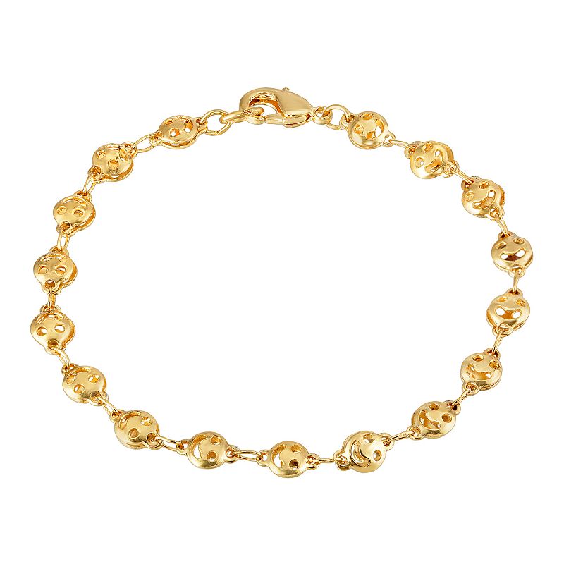 62632017 1928 Gold Tone Happy Face Chain Bracelet, Womens sku 62632017