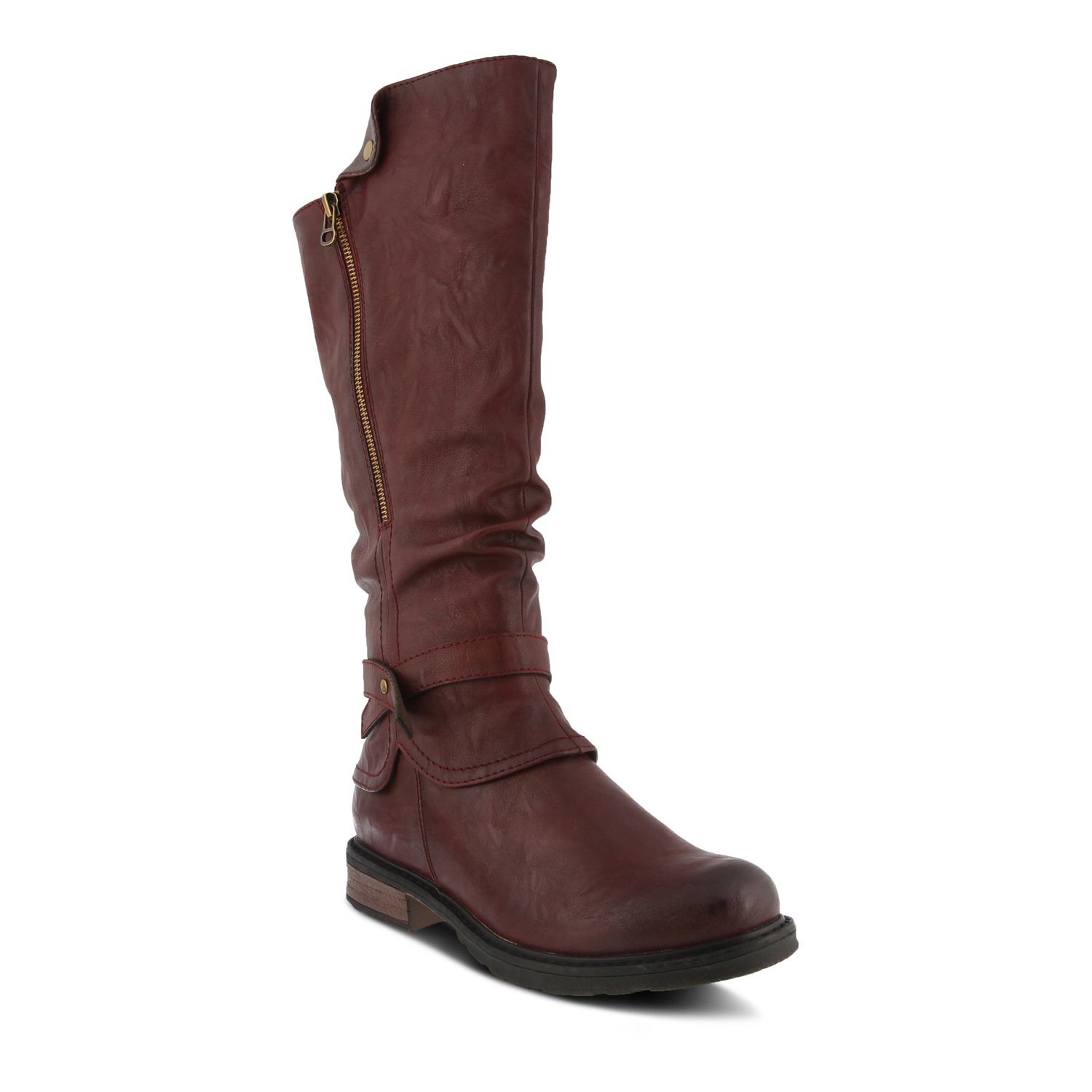 maroon tall boots