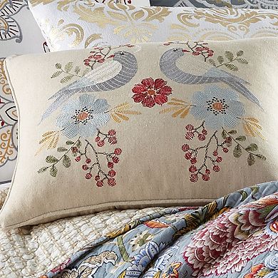 Levtex Home Angelica Linen Bird Embroidered Pillow