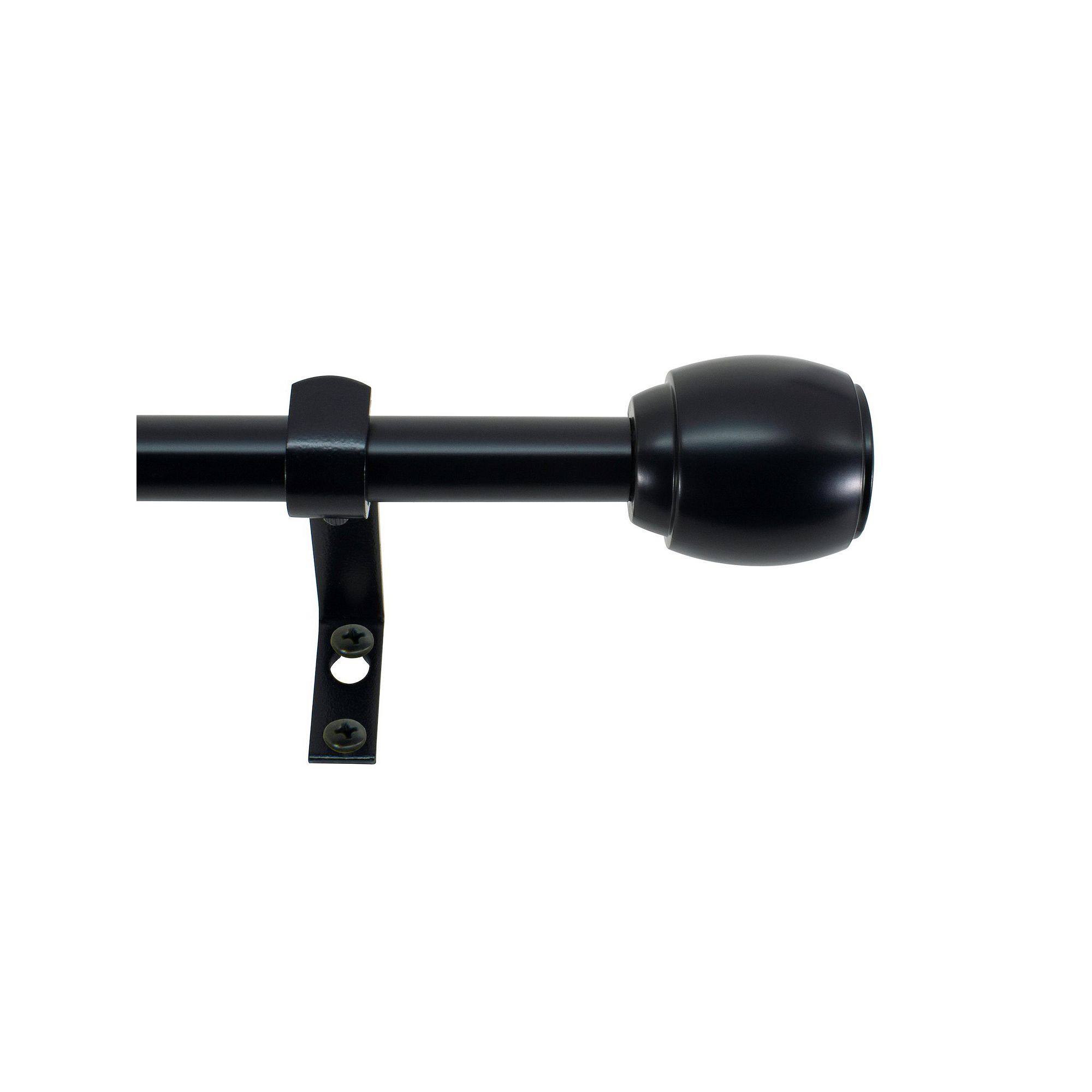 Montevilla 5/8 Diameter Cap Adjustable Curtain Rod Set, Black