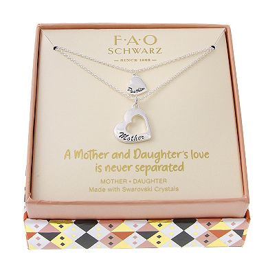 FAO Schwarz Silver Tone Heart Pendant Necklace Set