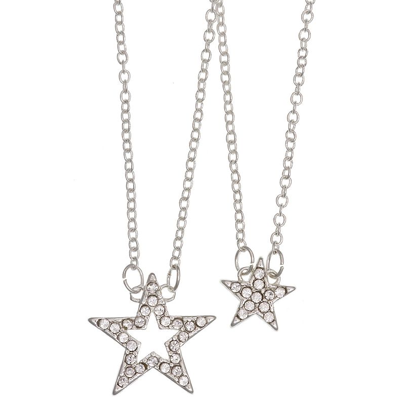 FAO Schwarz Silver Tone Star Pendant Necklace Set, Womens