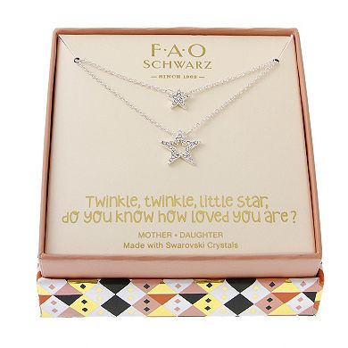 FAO Schwarz Silver Tone Star Pendant Necklace Set