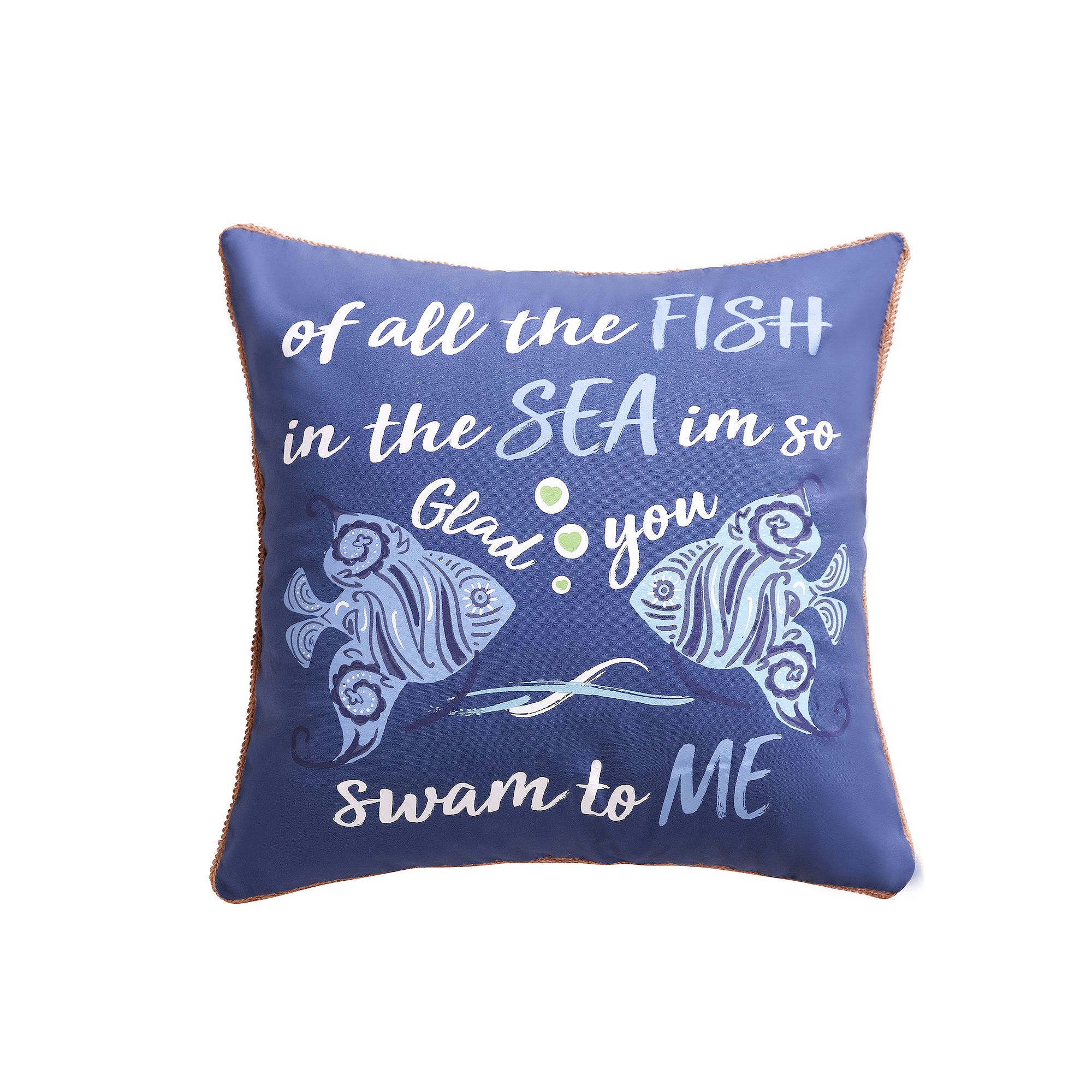 Levtex Home Laida Beach Fish Sea Me Throw Pillow, Blue