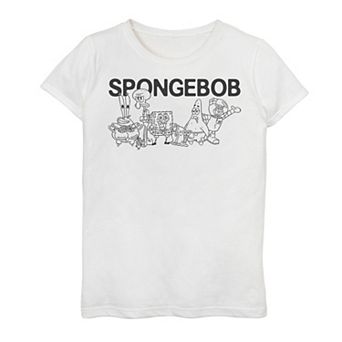 Girls 7-16 SpongeBob SquarePants Line Art Characters Graphic Tee