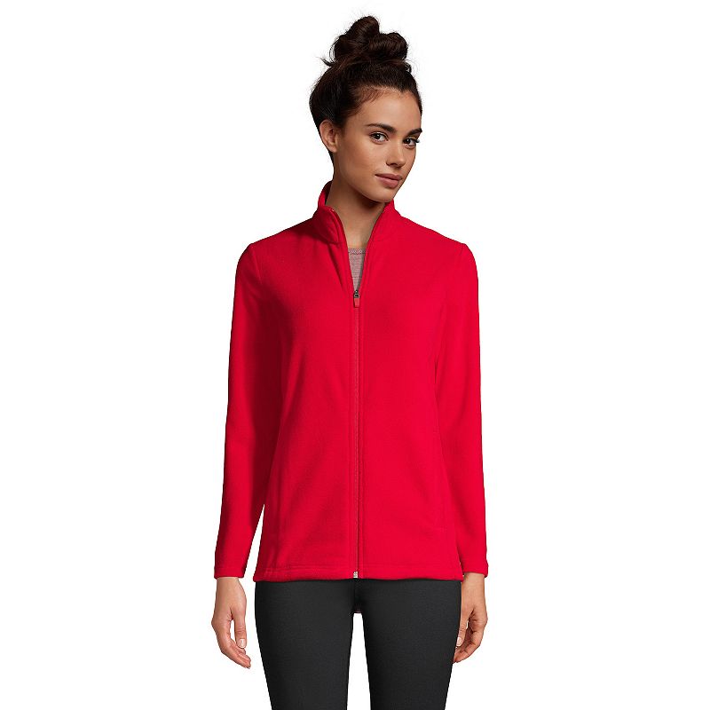 Womens Lands End Full-Zip Fleece Jacket, Size: Small Tall, Dark Red